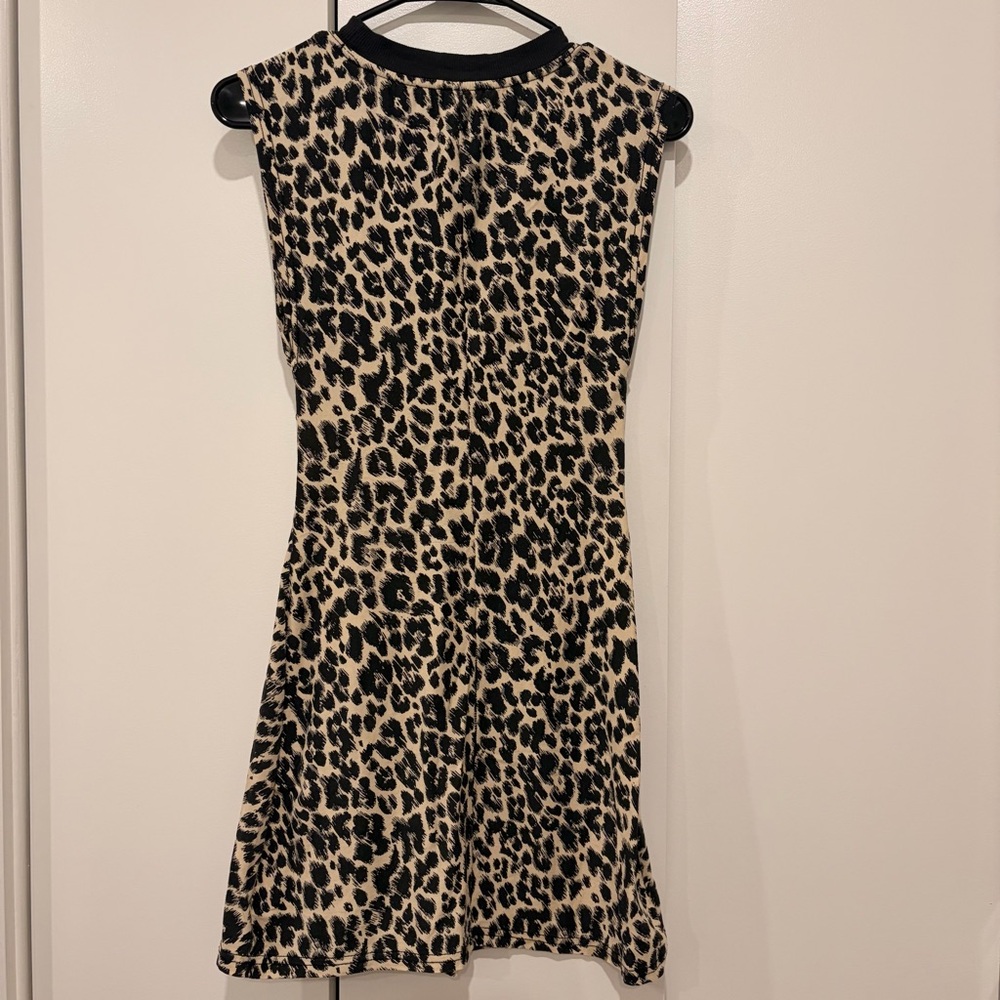 Anthropologie Daily Practice Twist-Front Mini Dress Cheetah in Size XSP petite - Picture 5 of 12